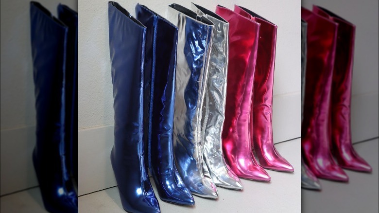 metallic high boots