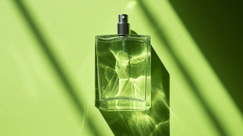 bottle of green perfume