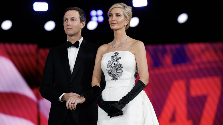 Ivanka Trump and husband standing on the stage at the inauguration ball