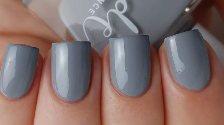 gray nail polish manicure