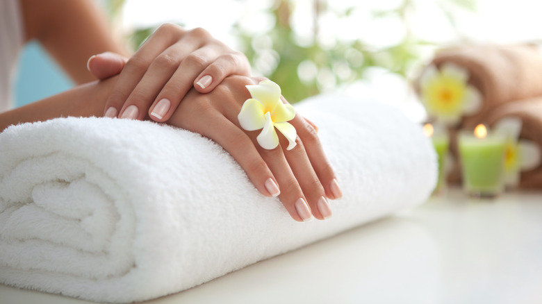 natural nails on towel