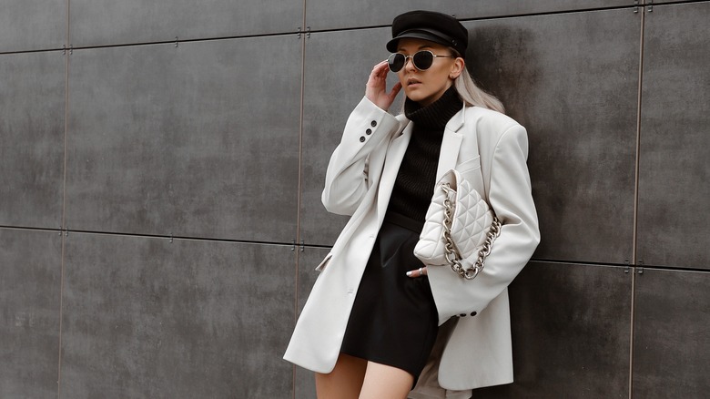 Trench Coat with White Dress