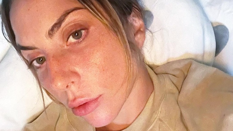 Lady Gaga without makeup in bed