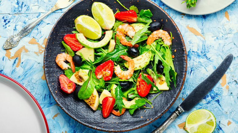 A plate filled with healthy food