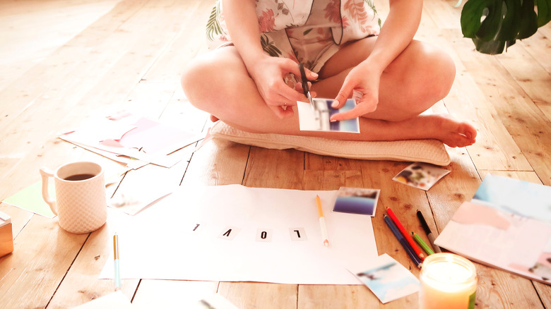 woman with vision board