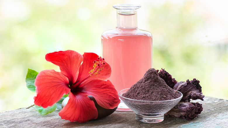 A jar of hibiscus oil