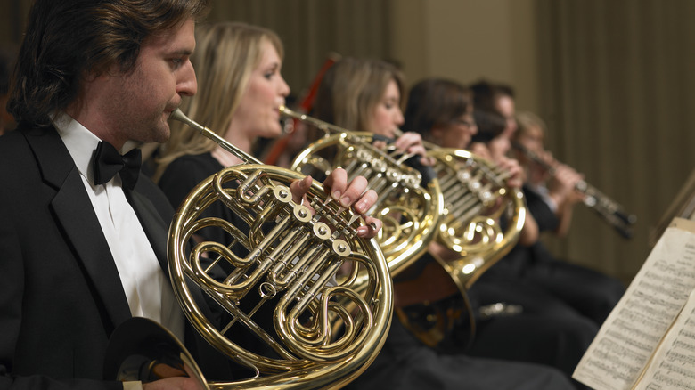 French horn section of orchestra