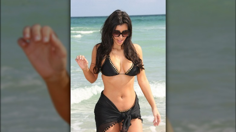 Kim Kardashian wearing a studded bikini