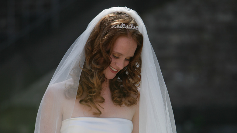 Bride with long curly hair