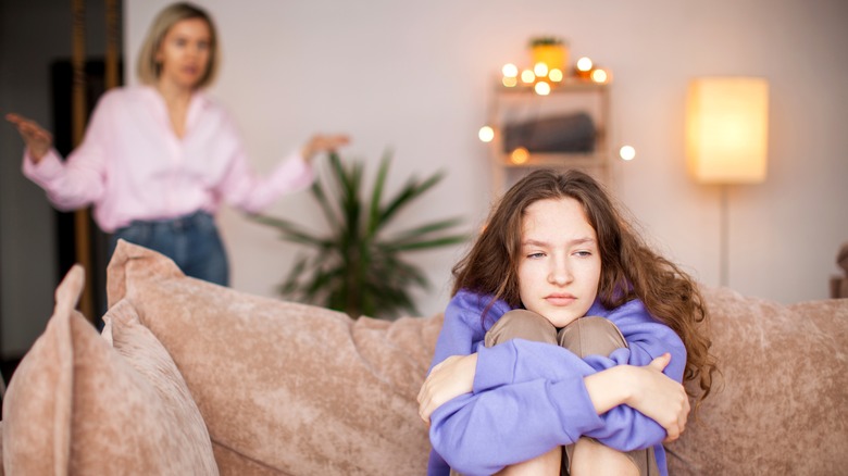 Emotional discussion between mother and daughter