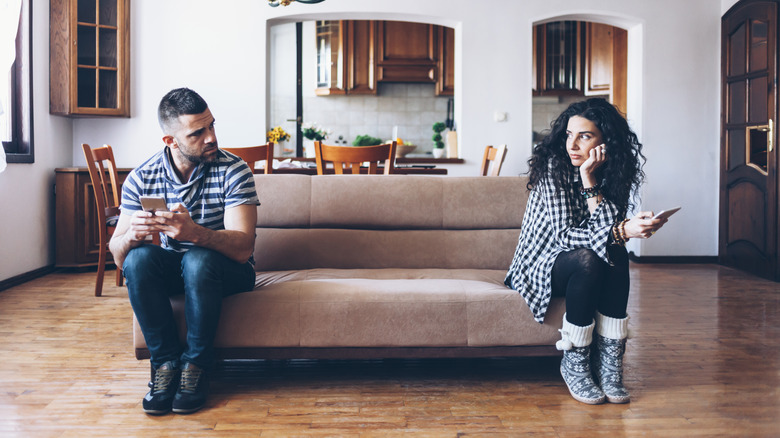 Space between couple on couch