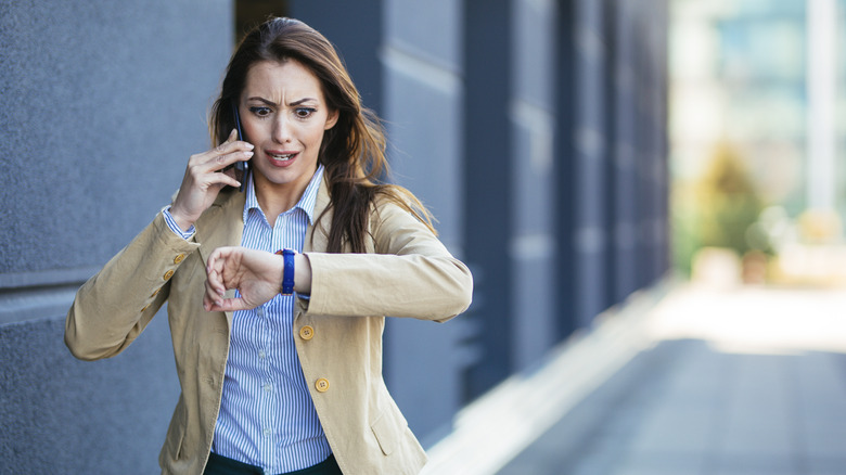 Woman running late