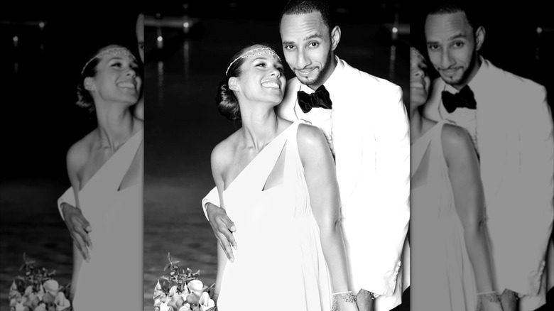 Alicia Keys with Swizz Beatz on their wedding day