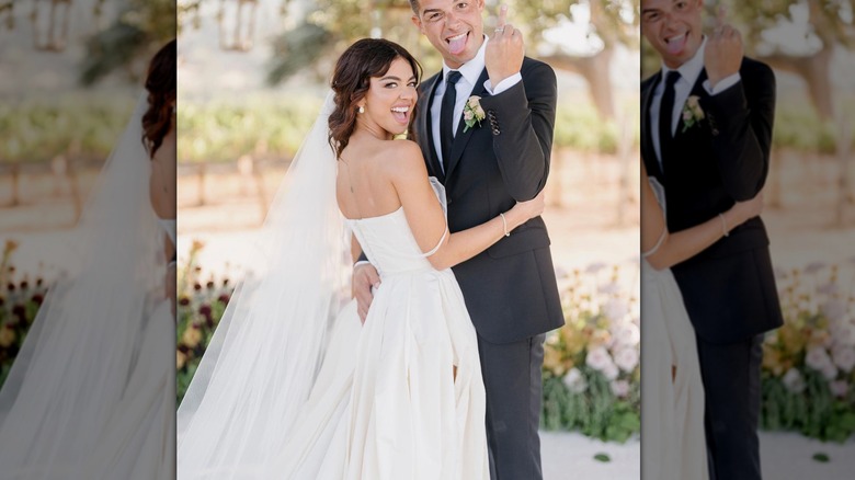 Sarah Hyland with her husband on their wedding day