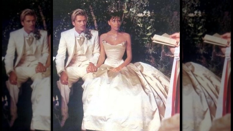 Victoria and David Beckham on their wedding day