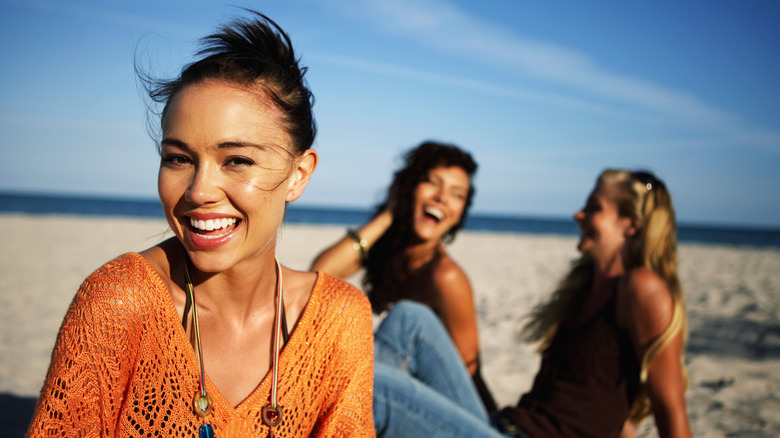 Group of friends on the beach 