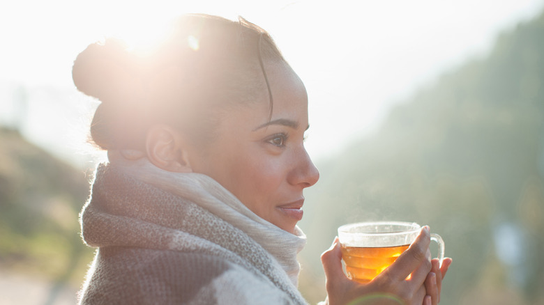 woman drinking tea