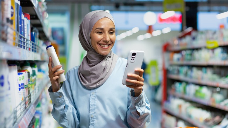 Woman shopping for hair products