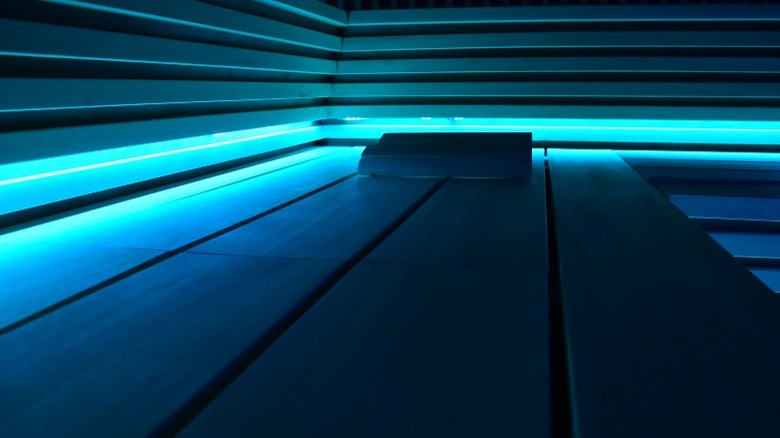 Sauna with calming blue light
