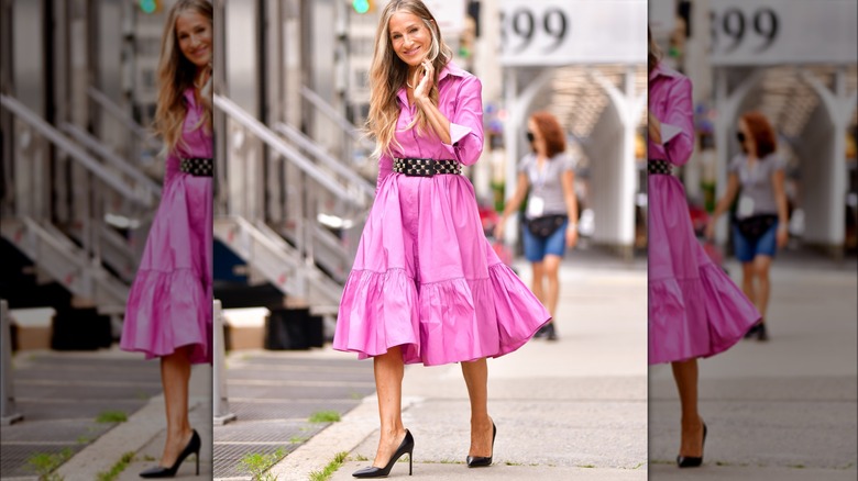 Sarah Jessica Parker as Carrie Bradshaw belted dress