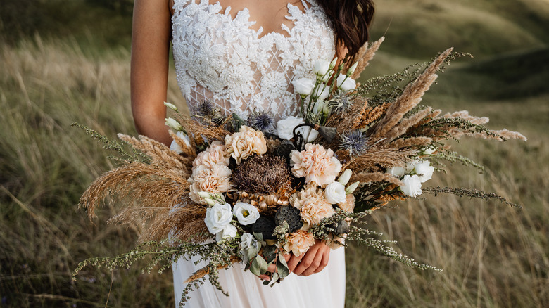 Natural bouquet with dried grasses 