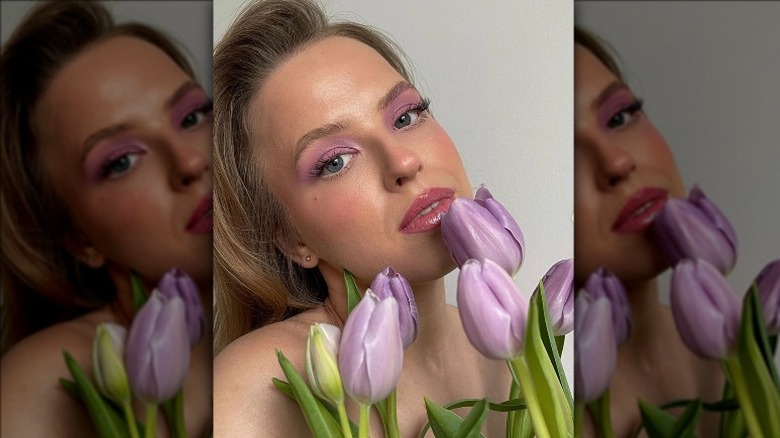 Woman wearing pastel eyeshadow