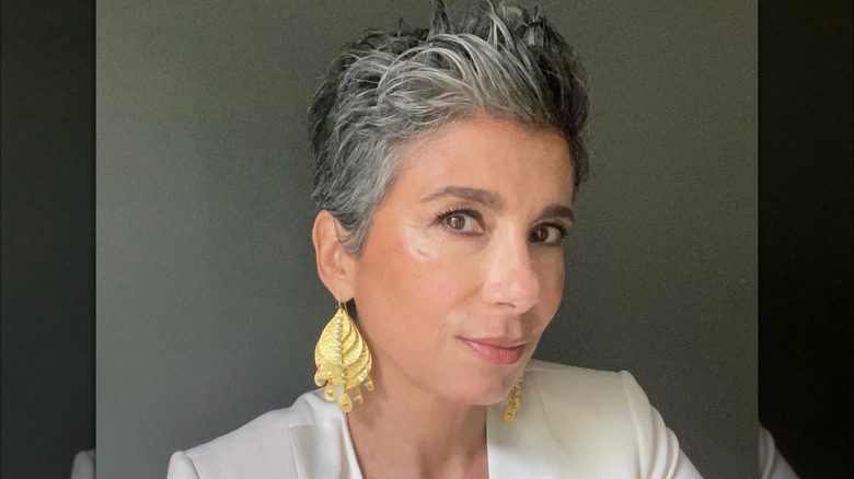 A woman with short gray hair