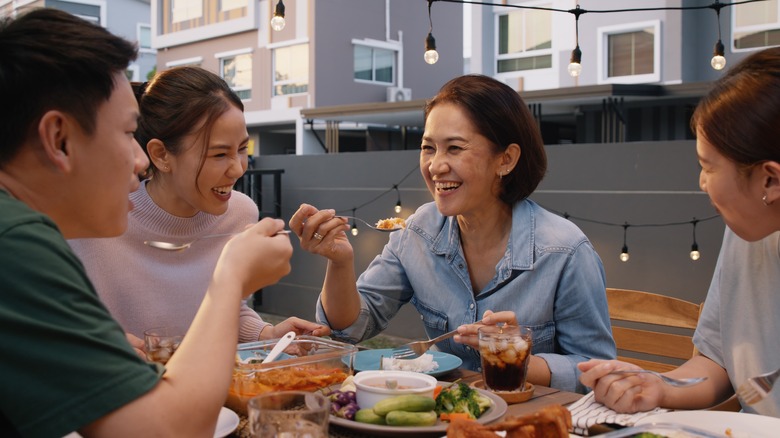 family having dinner