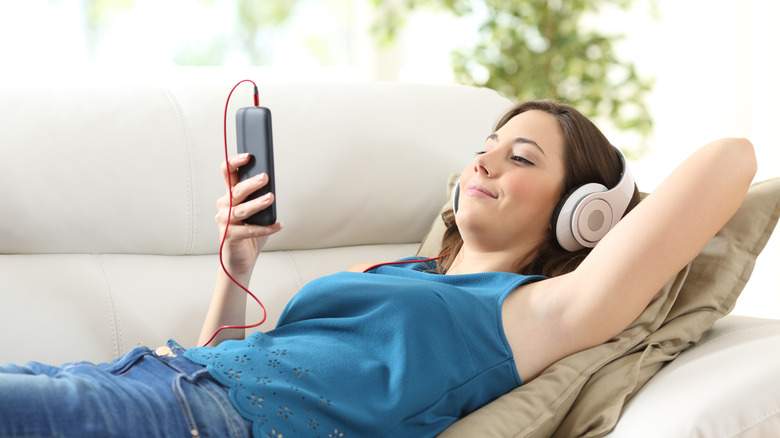 woman reading lyrics