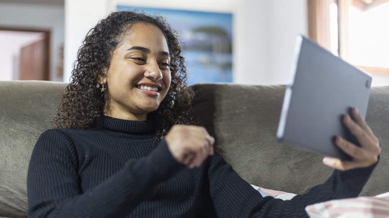 woman watching social media 