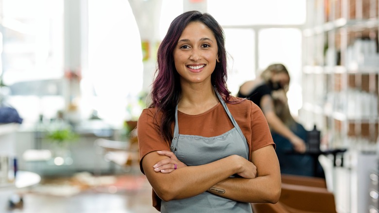 Smiling salon owner 