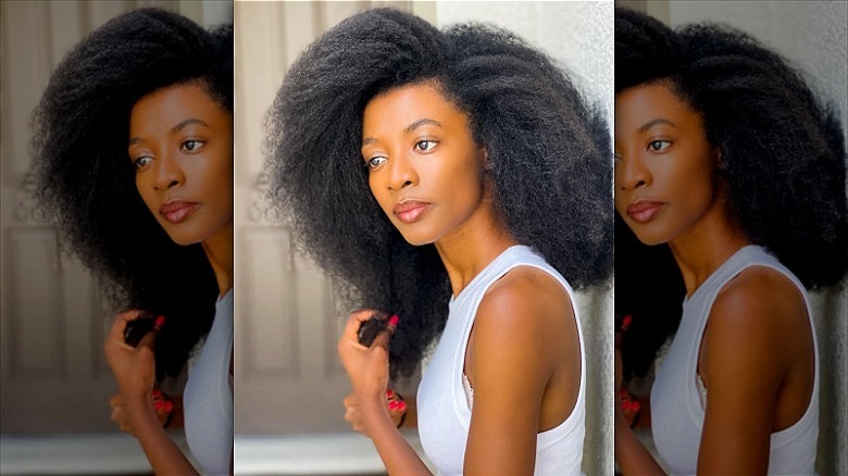 woman with curly afro hair