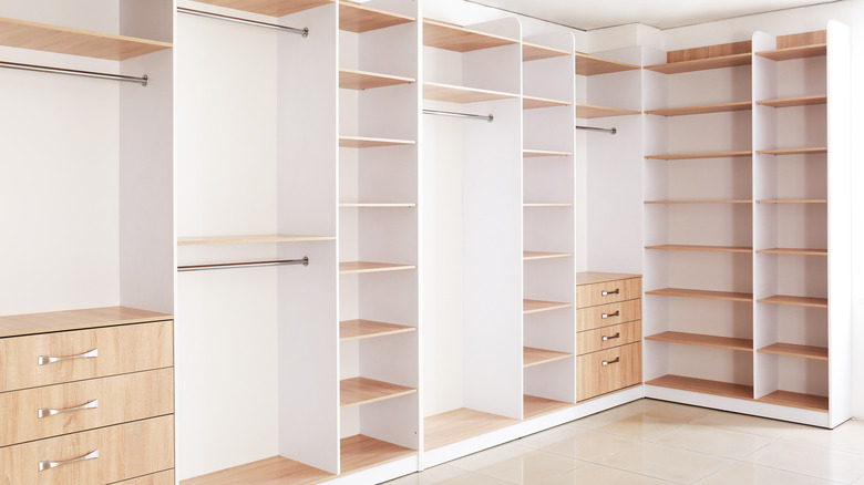 a clean, empty walk-in closet