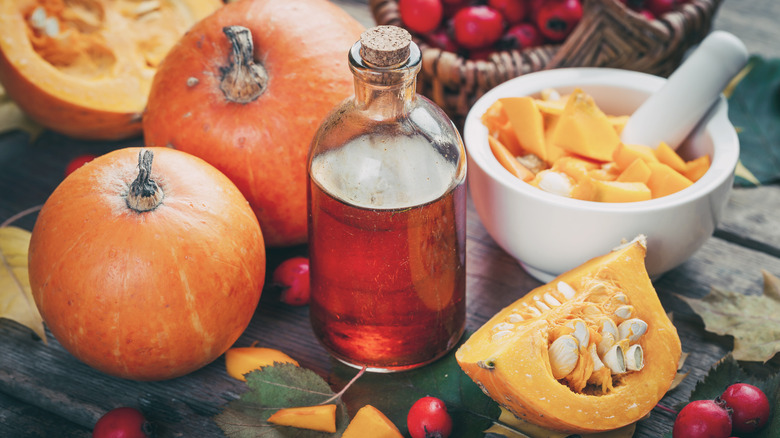 pumpkin, pumpkin oil, and seeds