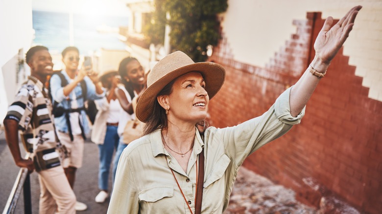 Vacation tour group, tour guide