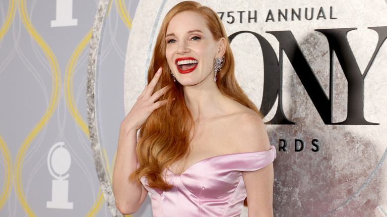 Jessica Chastain wearing a pink Gucci gown
