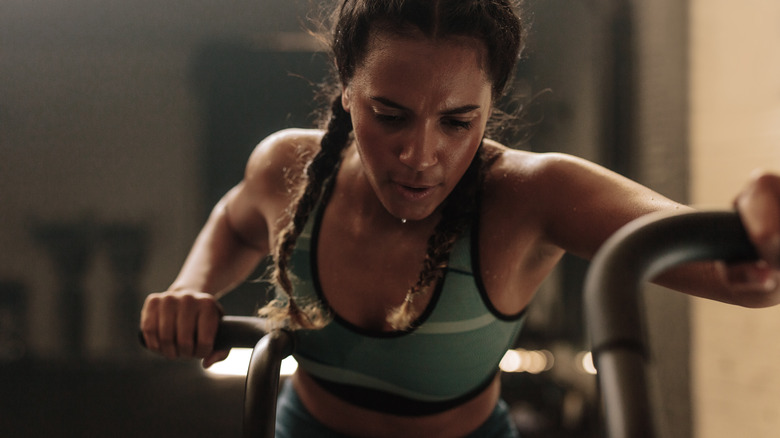 Woman doing an intense workout