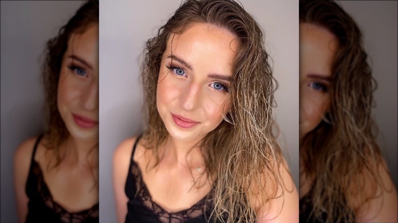 woman with wet look makeup