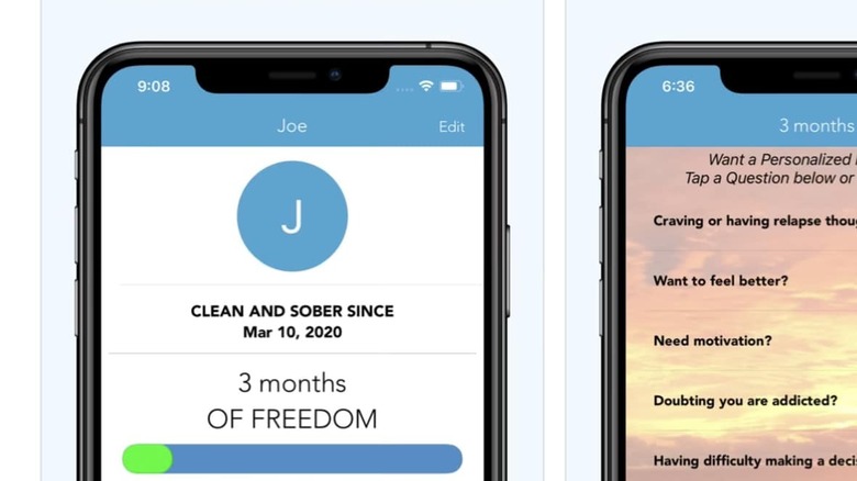 Screenshots of SoberTool app