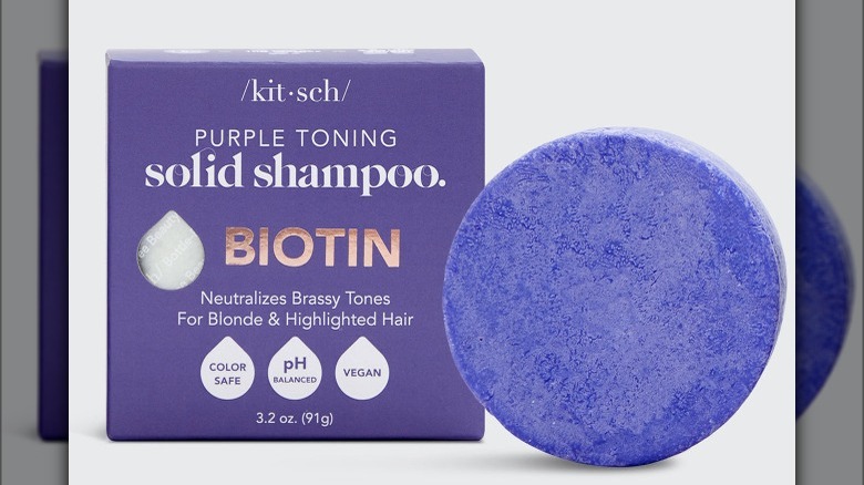 Purple shampoo bar and box
