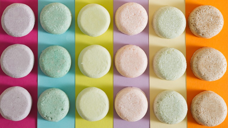 Different colored shampoo bars