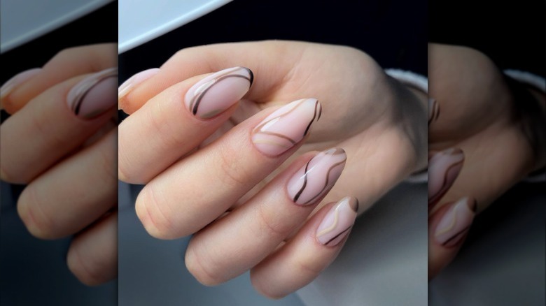 brown abstract nails