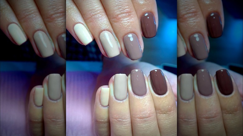 white and brown nails