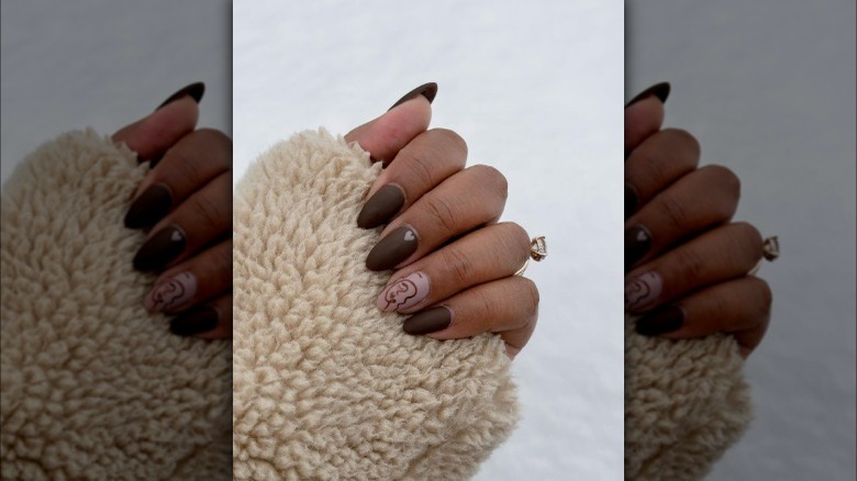 matte brown nails