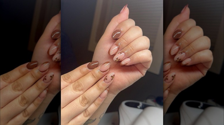 brown design nails