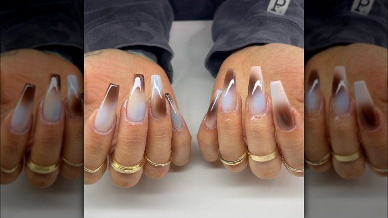 brown and white nails