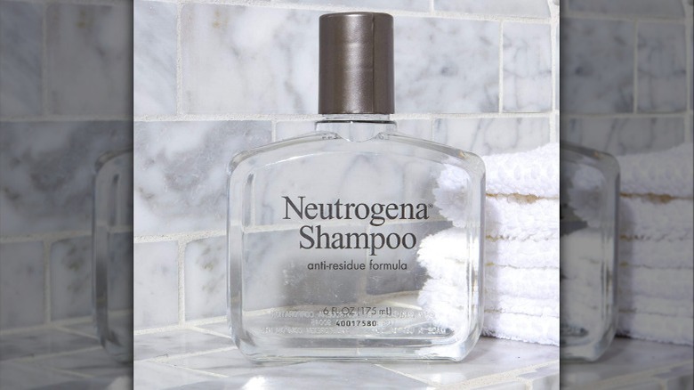 Clear bottle of shampoo