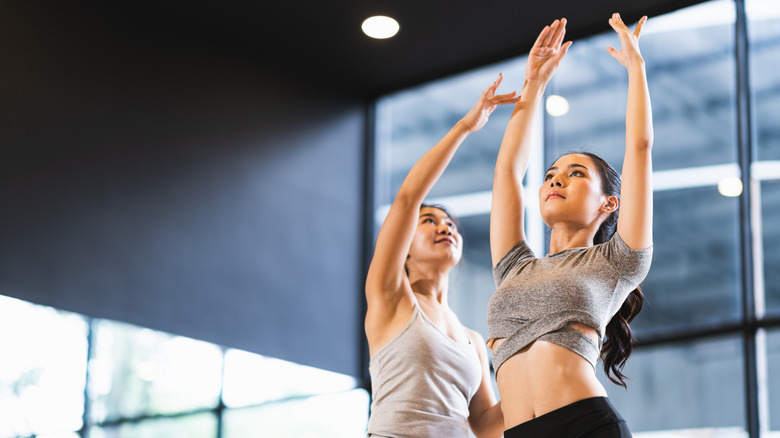 Women practicing ballet