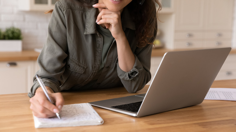 woman studying translation language