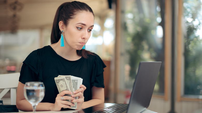 woman lost bet at computer